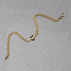 14k Yellow Gold 7 inch Curb Chain Bracelet with Heart