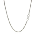 Sterling Silver Rhodium Plated Round Box Chain 1.8mm