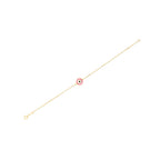 14k Yellow Gold Pink Evil Eye Bracelet (1.00 mm)
