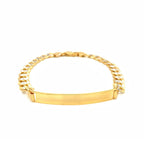 14k Two Tone Gold Mens Narrow Curb Chain ID Bracelet with White Pave (6.70 mm)