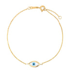 14k Yellow Gold MOP Evil Eye Bracelet