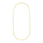 14k Yellow Gold Paperclip Chain and Pearl Necklace