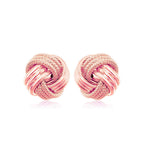 14k Rose Gold Love Knot with Ridge Texture Earrings