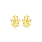 14k Yellow Gold Polished Hand of Hamsa Post Earrings