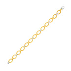 14k Two-Tone Gold Chain Bracelet with Textured Oval Links