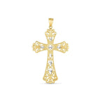 14k Two Tone Gold High Polish Diamond Cut Cross Pendant