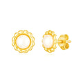 14k Yellow Gold Flower Stud Earrings with Pearls