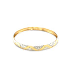 10k Two-Tone Gold Textured Zigzag Style Bangle