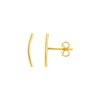 14k Yellow Gold Curve Climber Post Earrings