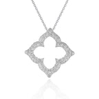 14k White Gold Diamond Cut-out Flower Pendant (1/3 cttw)