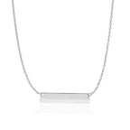 14k White Gold Smooth Flat Horizontal Bar Style Necklace