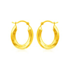 14k Yellow Gold Polished Oval Hoop Earrings