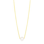14k Yellow Gold 7mm Pearl Solitaire Necklace