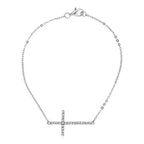 Sterling Silver Cross Bracelet with Cubic Zirconias