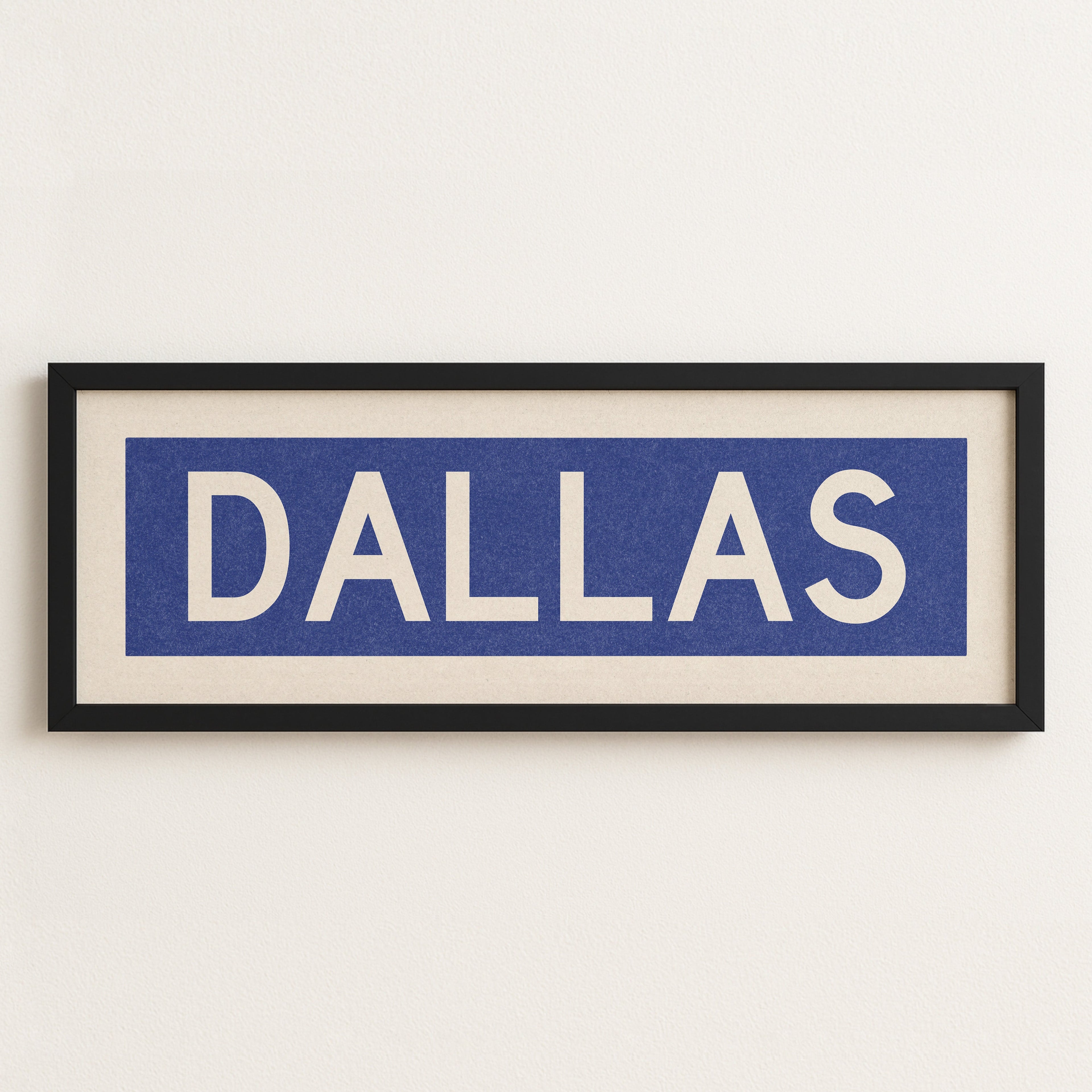 Framed Dallas Blue and White Bus Scroll
