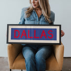 Framed Dallas Blue and Red Bus Scroll