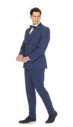 Men's Navy Double Breasted Seersucker Suit – Slim Fit
