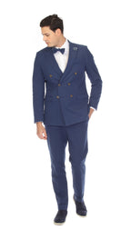 Men's Navy Double Breasted Seersucker Suit – Slim Fit