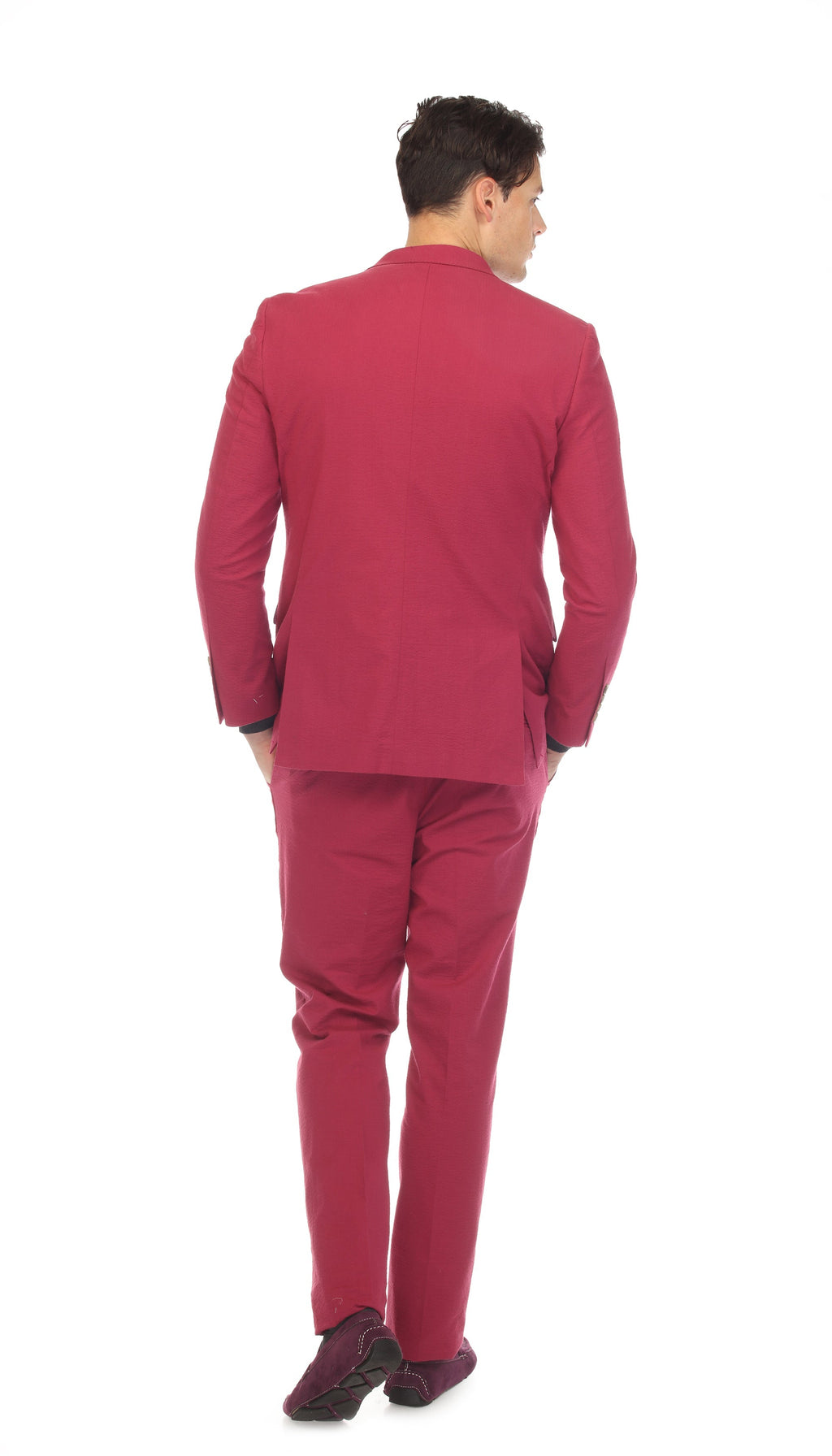 Men's Burgundy Double Breasted Seersucker Suit – Slim Fit