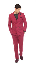 Men's Burgundy Double Breasted Seersucker Suit – Slim Fit