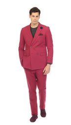 Men's Burgundy Double Breasted Seersucker Suit – Slim Fit