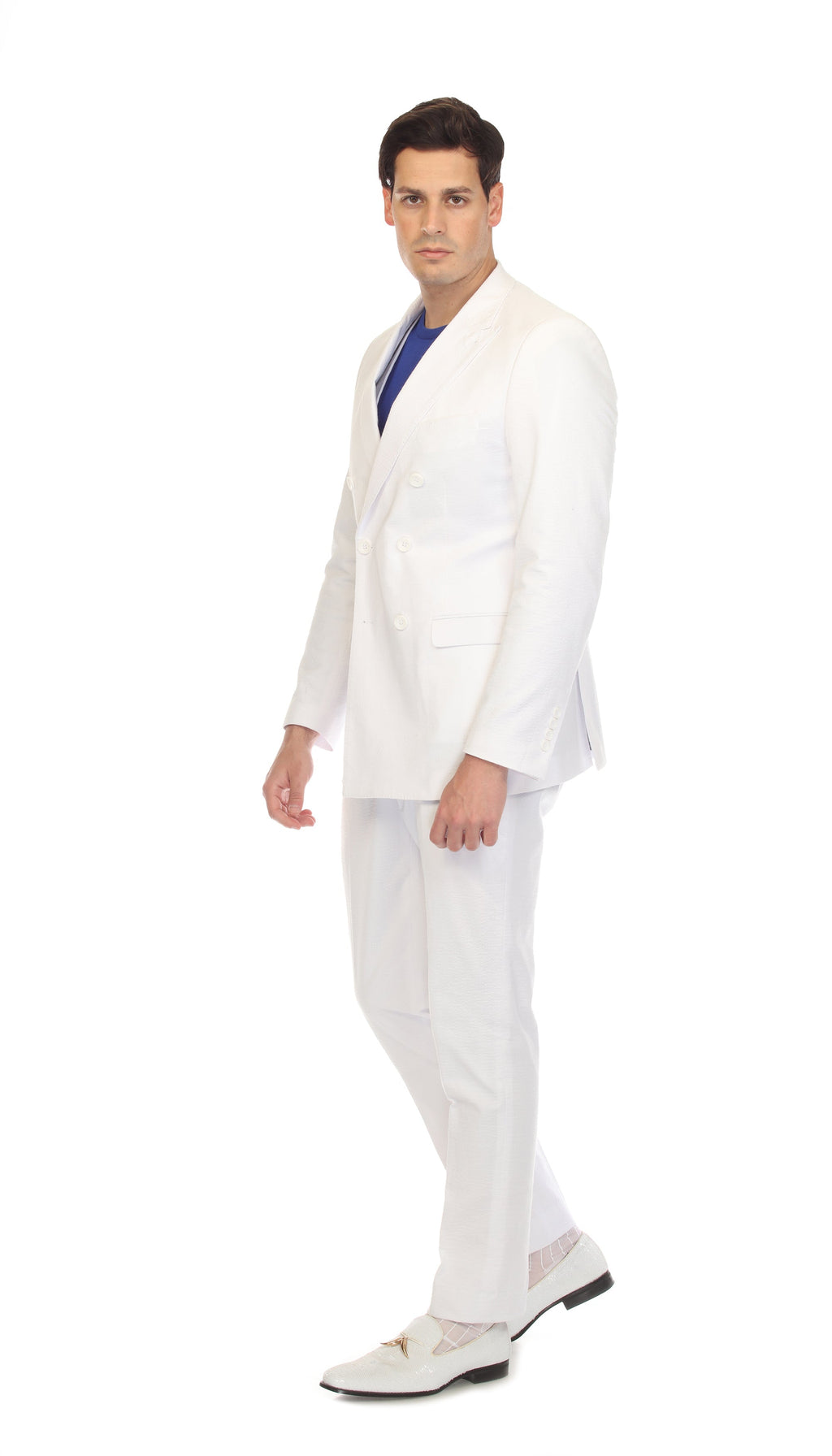 Men's White Double Breasted Seersucker Suit – Slim Fit