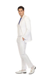 Men's White Double Breasted Seersucker Suit – Slim Fit