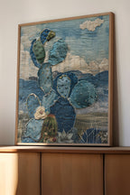 Denim Decor Prickly Pear Cactus Desert Landscape Print #3