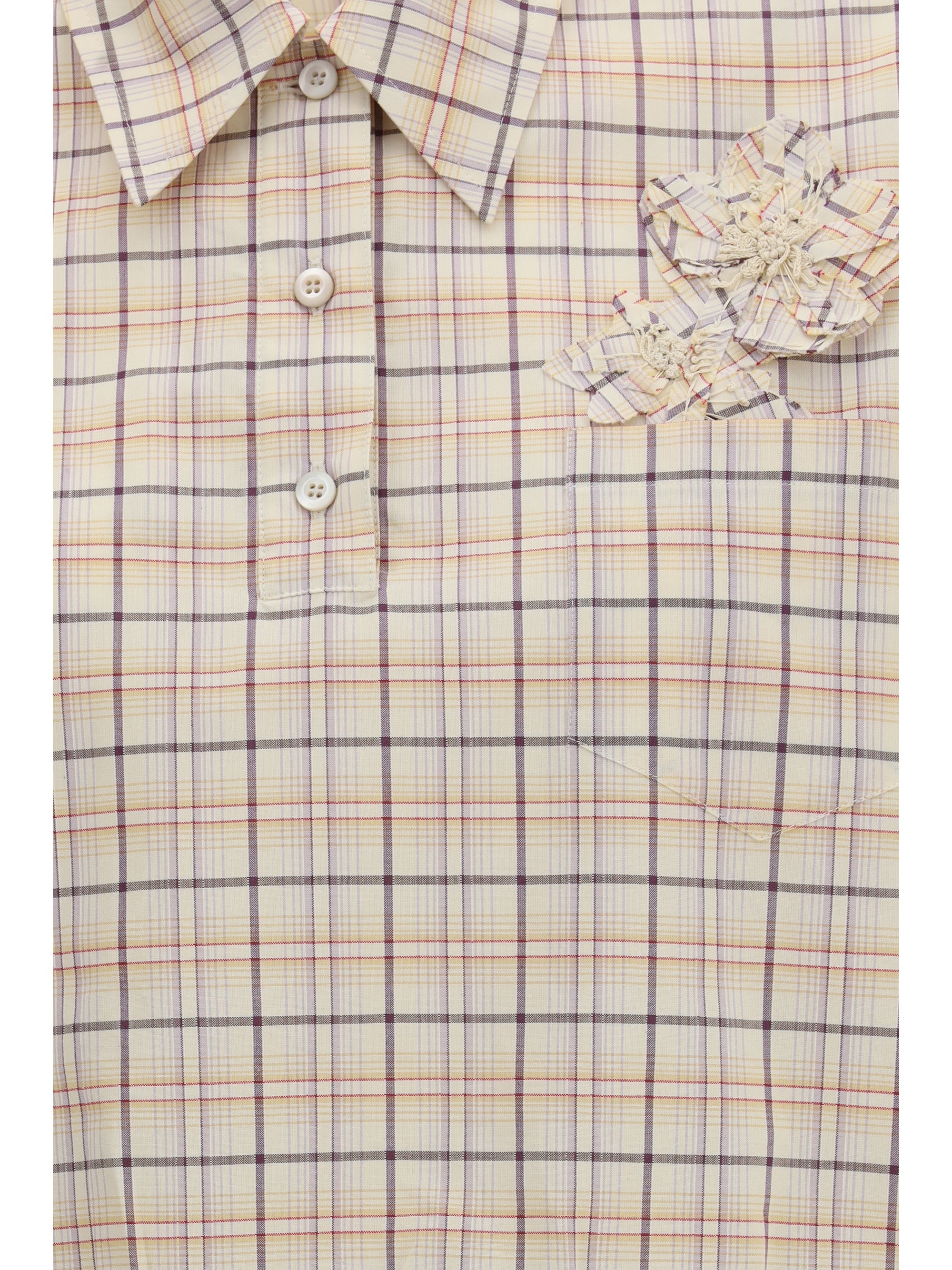 Shirt Checked Poplin Natural/Lilac