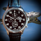B-25 Mitchell Tribute - Stainless Steel, Polished Finish, Black Leather Band