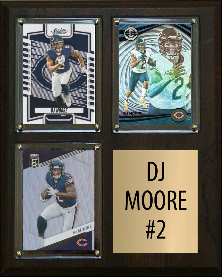 DJ Moore 3 Card Plaque Donruss Fleer Topps 2023 2024 Chicago Bears