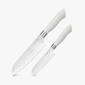 EcoCut 2 Piece Santoku Knife Set With Blade Guards, Grey