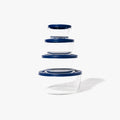 8 Piece Set (4 Containers + 4 Lids) Round Nesting Glass Storage Containers, Blue