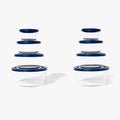 16 Piece Set (8 Containers + 8 Lids) Round Nesting Glass Storage Containers, Grey