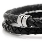 Disney Mickey Silhouette Black Double Wrapped Leather Bracelet
