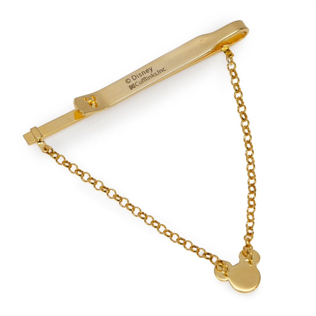 Disney Mickey Mouse Gold Crystal Chain Tie Bar