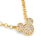 Disney Mickey Mouse Gold Crystal Chain Tie Bar