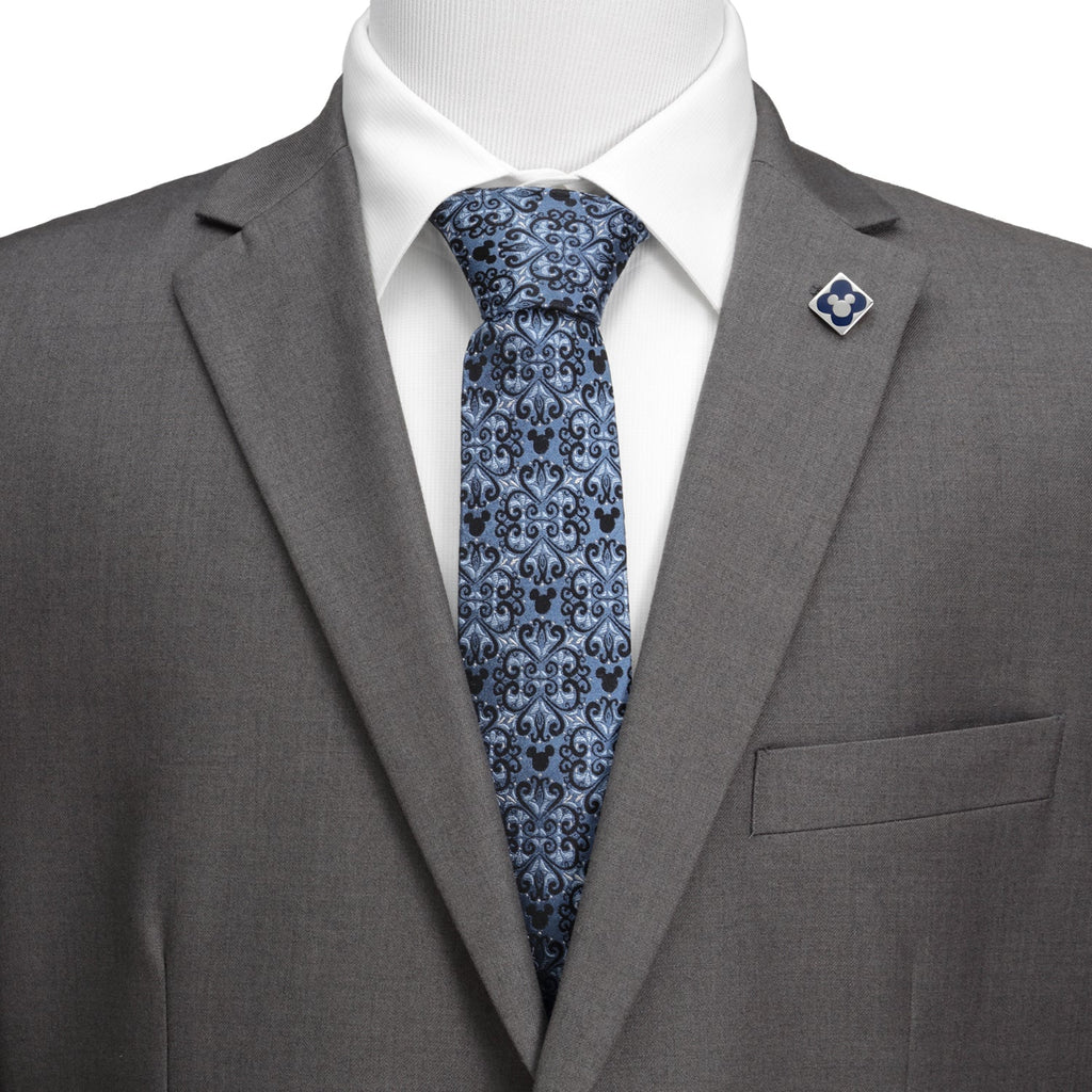 Disney Mickey Mouse Damask Tile Blue Men's Tie