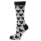 Disney Mickey Mouse Stripe Gray Sock and Mickey Blue Lapel Pin Gift Set