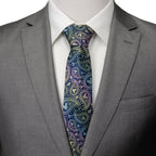 Disney Mickey Mouse Silhouette Iridescent Paisley Navy Tie