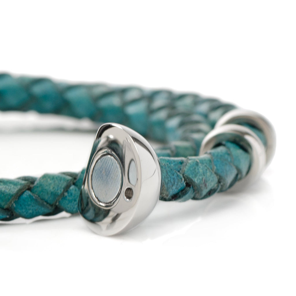 Disney Mickey Mouse Silhouette Teal Leather Wrap Bracelet