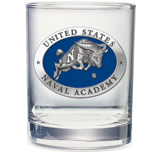 United States Naval Academy Goat Double Old Fashioned Glass, 13.5 oz