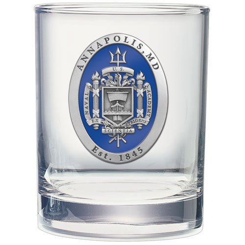 United States Naval Academy Crest Double Old Fashioned Glass, 13.5 oz