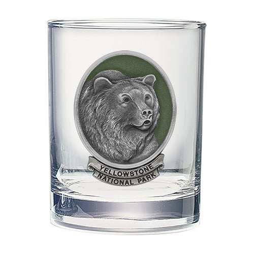 Grizzly Bear Yellowstone National Park Double Old Fashioned Glass, 13.5 oz