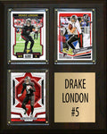 Drake London 3 Card Plaque Donruss Fleer Topps 2023 2024 Atlanta Falcons