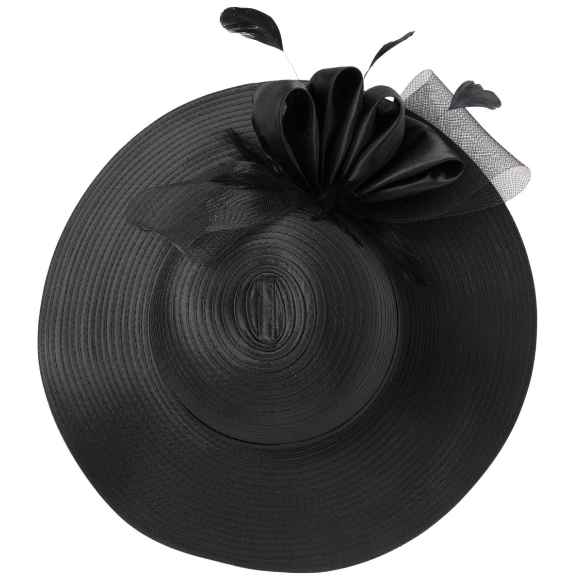 Women's Round Crown Organza Bow Dress Hat