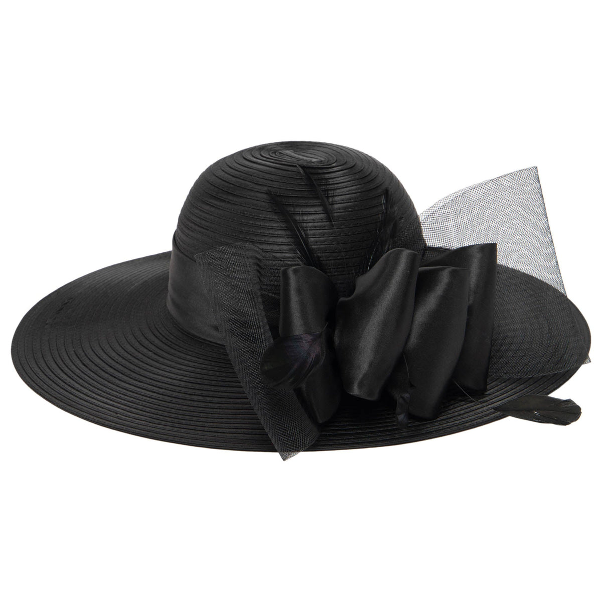 Women's Round Crown Organza Bow Dress Hat