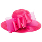 Women's Round Crown Organza Bow Dress Hat