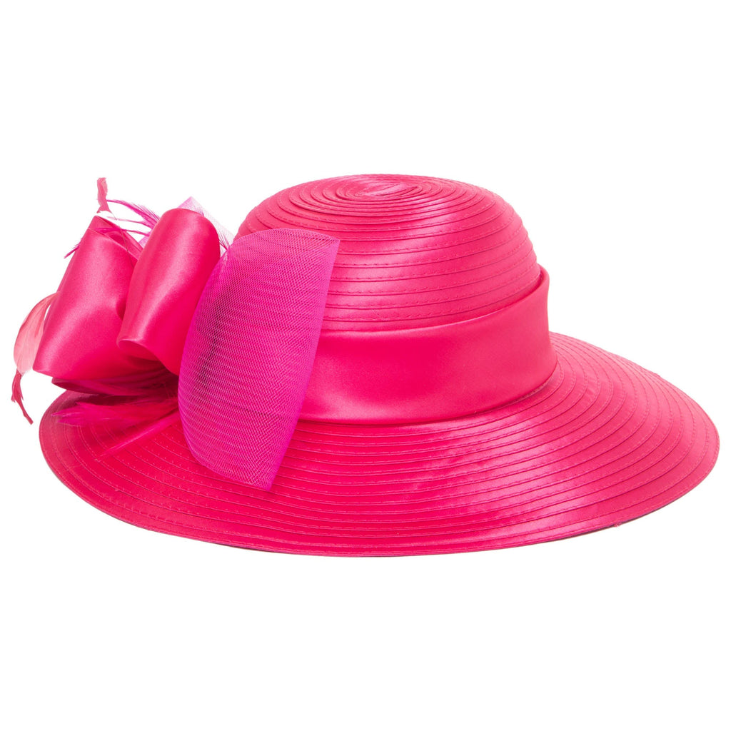 Women's Round Crown Organza Bow Dress Hat