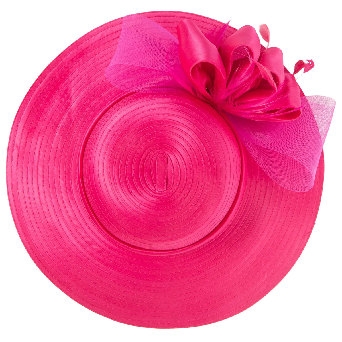 Women's Round Crown Organza Bow Dress Hat